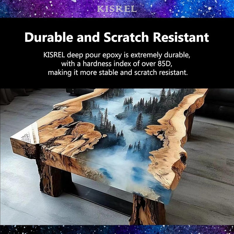 KISREL Deep Pour Epoxy Resin, 96OZ Resin Epoxy Kit (2:1) for 2-4 Inch Pour Depths，Bubble Free, Low Odour, Crystal Clear Casting Resin for Bar Tops, Table Tops, River Tables, Wood Fillers, Crafts - Image 5